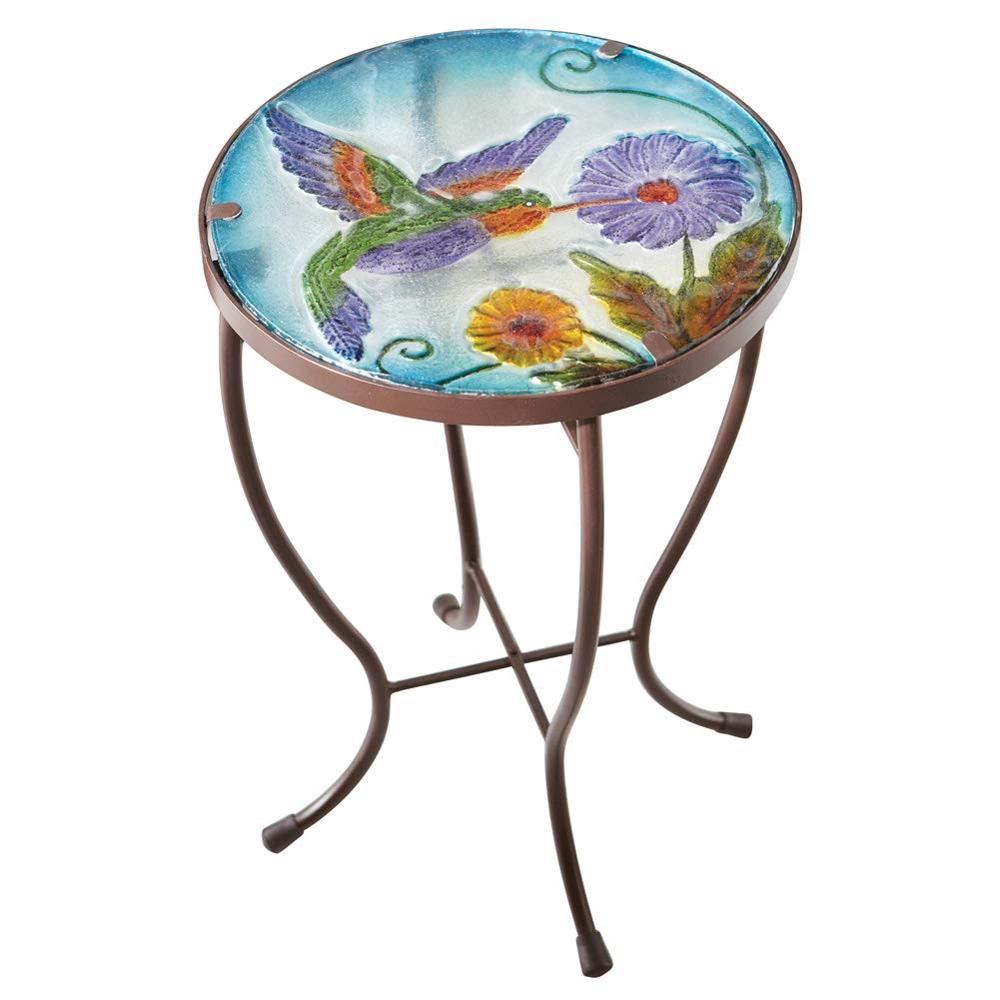 Hanssz Alos Amazon Hot Sale Console Hummingbird Round Glass Metal Indoor Outdoor Garden Patio Accent Side Coffee Tables Mosaic