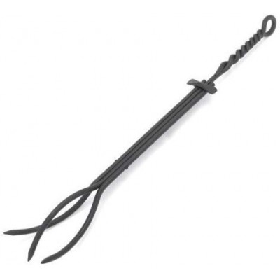 Hanssz Rope Handle Single Tool Fireplace Tongs Standard Black Campfire Fire Place Tender Tong Extra Long 26.6 Inch