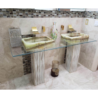 Rectangular green onyx wash basin